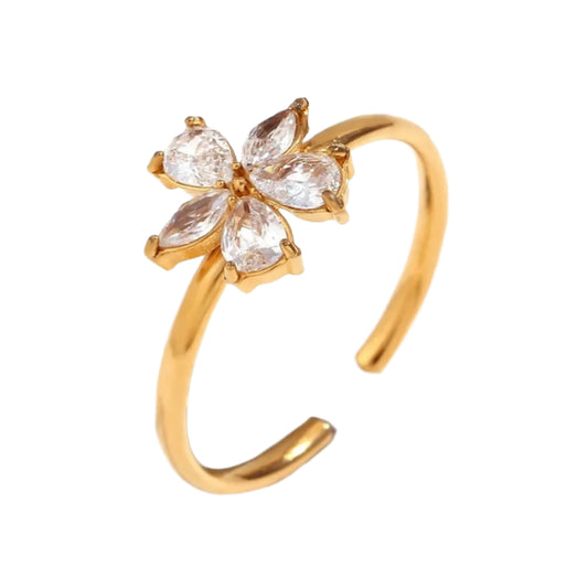Lyra Květinový Otevřený Prsten Zlato