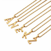 Rindenalphabet-Halskette in Gold und Silber