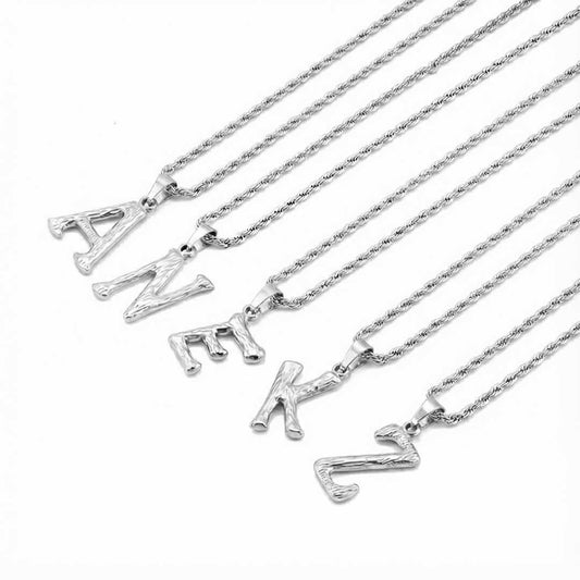 Rindenalphabet-Halskette in Gold und Silber