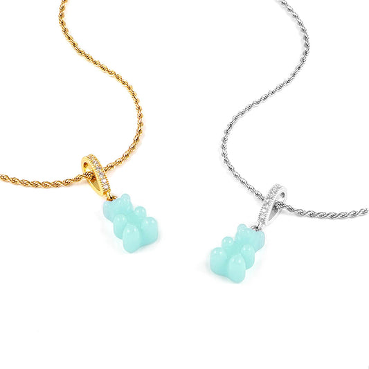 Blaue Teddybär-Halskette