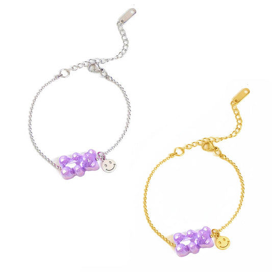 Bär Armband Lila Gold Silber