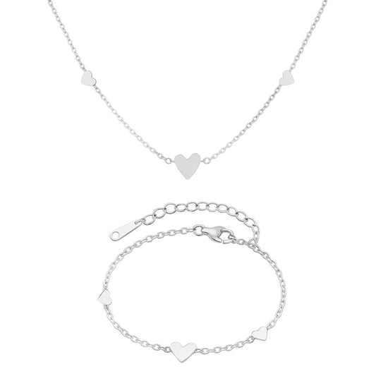 Milena Herz Halskette und Armband Silber