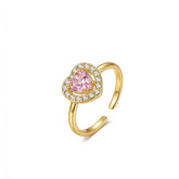 Prsten Pink Zircon Hearts