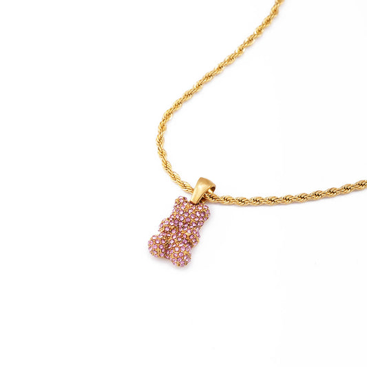 Schwarz-Gold Teddybär Halskette