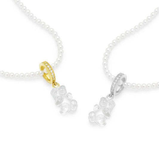 Transparente weiße Teddybär-Halskette