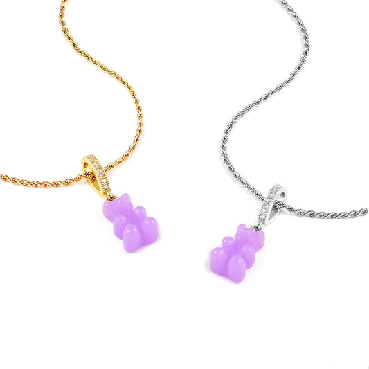 Lila Teddybär Halskette