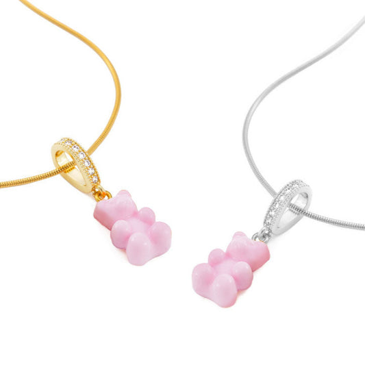 Rosa Teddybär Halskette