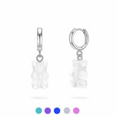 Náušnice s medvídkem - Unisex chirurgická ocel - Průhledný 03