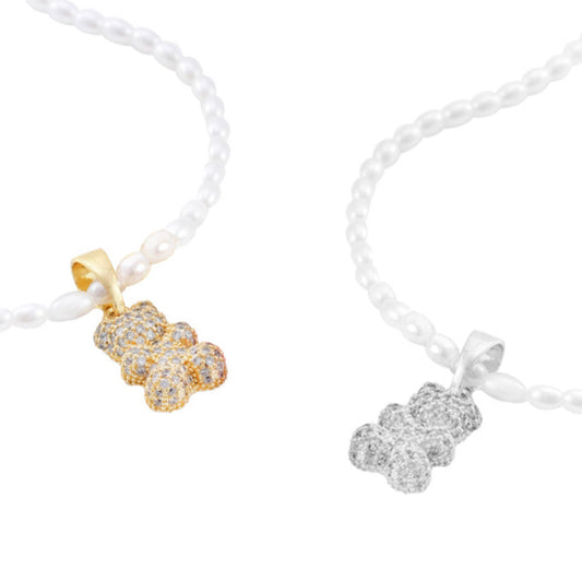 Teddybär Zirkon Perlenkette