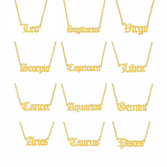 Goldene Halskette mit Sternzeichen-Namen