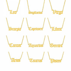 Goldene Halskette mit Sternzeichen-Namen