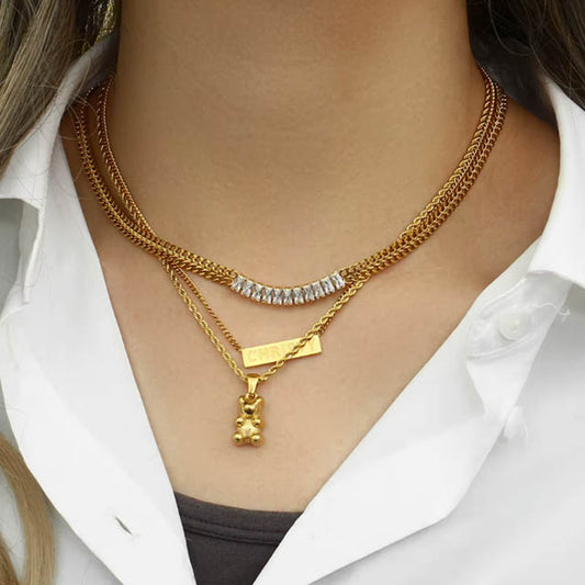 Gold Teddy Bear Necklace