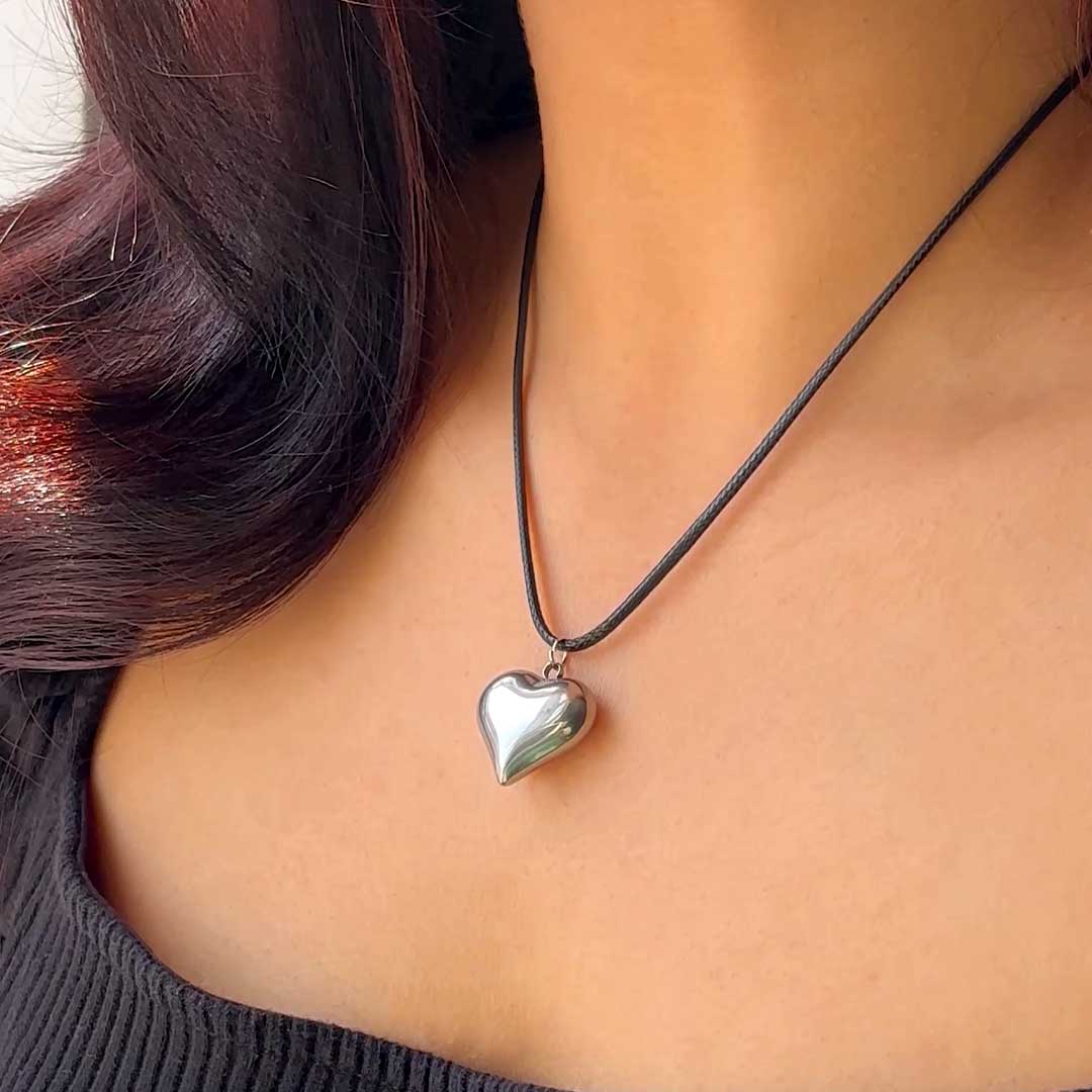 Silver heart Rope Necklace