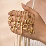 Bark Alphabet Necklace Gold and Silver