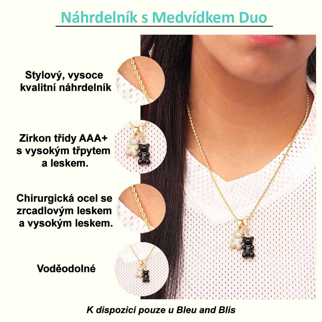 Vlastní DIY Medvídek náhrdelník Zlato