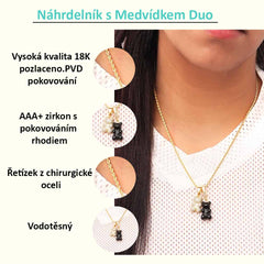 Vlastní DIY Medvídek náhrdelník Zlato