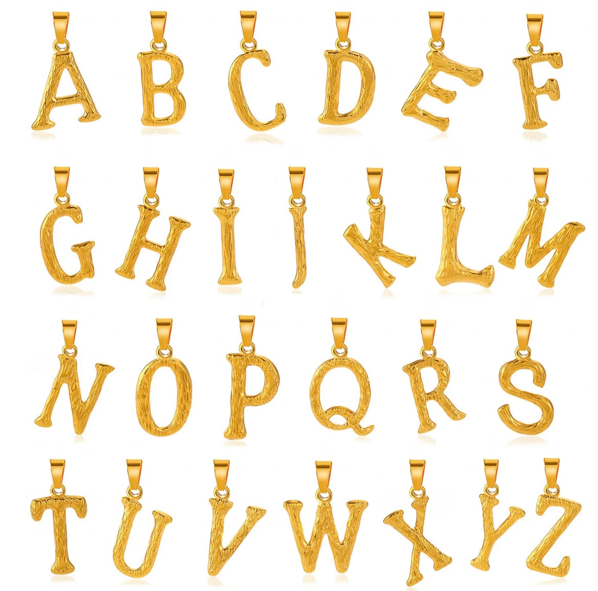 Bark Alphabet Necklace Gold and Silver