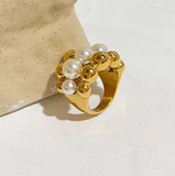 Golden Pearl Chunky Ring