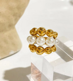 Golden Pearl Chunky Ring