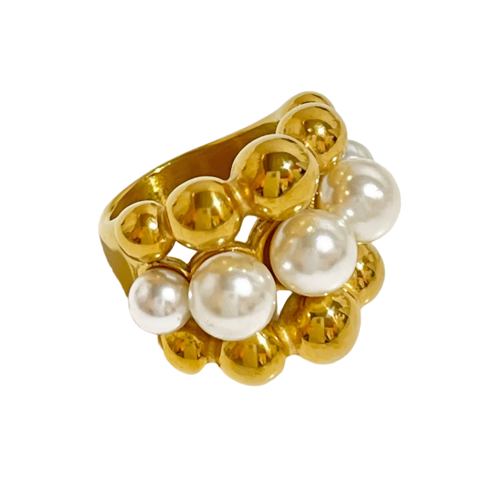 Golden Pearl Chunky Ring