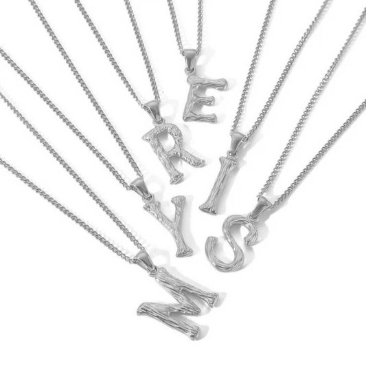 Bark Alphabet Necklace Gold and Silver