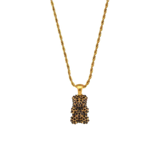 Black-Gold Teddy bear Necklace