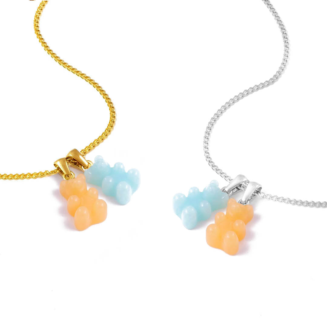 Duo Blau Orange Teddybär Krawatte