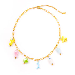 Aqua Charm Rybí Náhrdelník Zlato