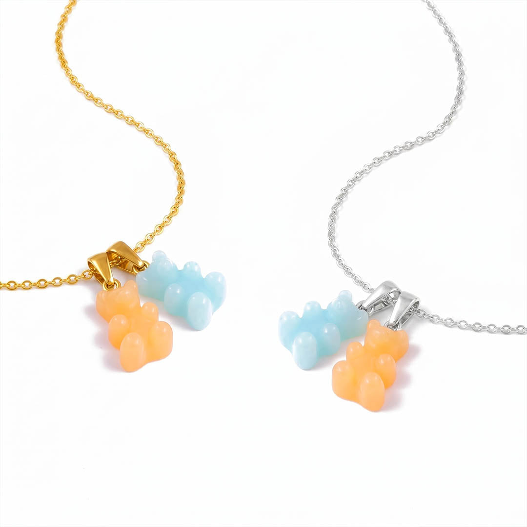 Duo Blau Orange Teddybär Krawatte