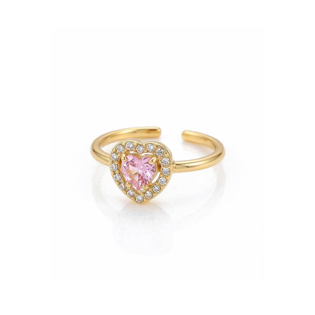 Prsten Pink Zircon Hearts