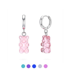 Náušnice s medvídkem - Unisex chirurgická ocel - Růžová