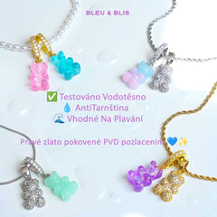 Vlastní DIY stříbrný Medvídek Náhrdelník